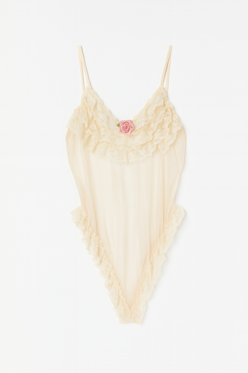 Milanblocks Coquette Princess-Style Beige Floral Bodysuit
