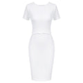 Women's Dress Solid Color Scalloped Neckline Hips-Wrapped Lady Fashion
